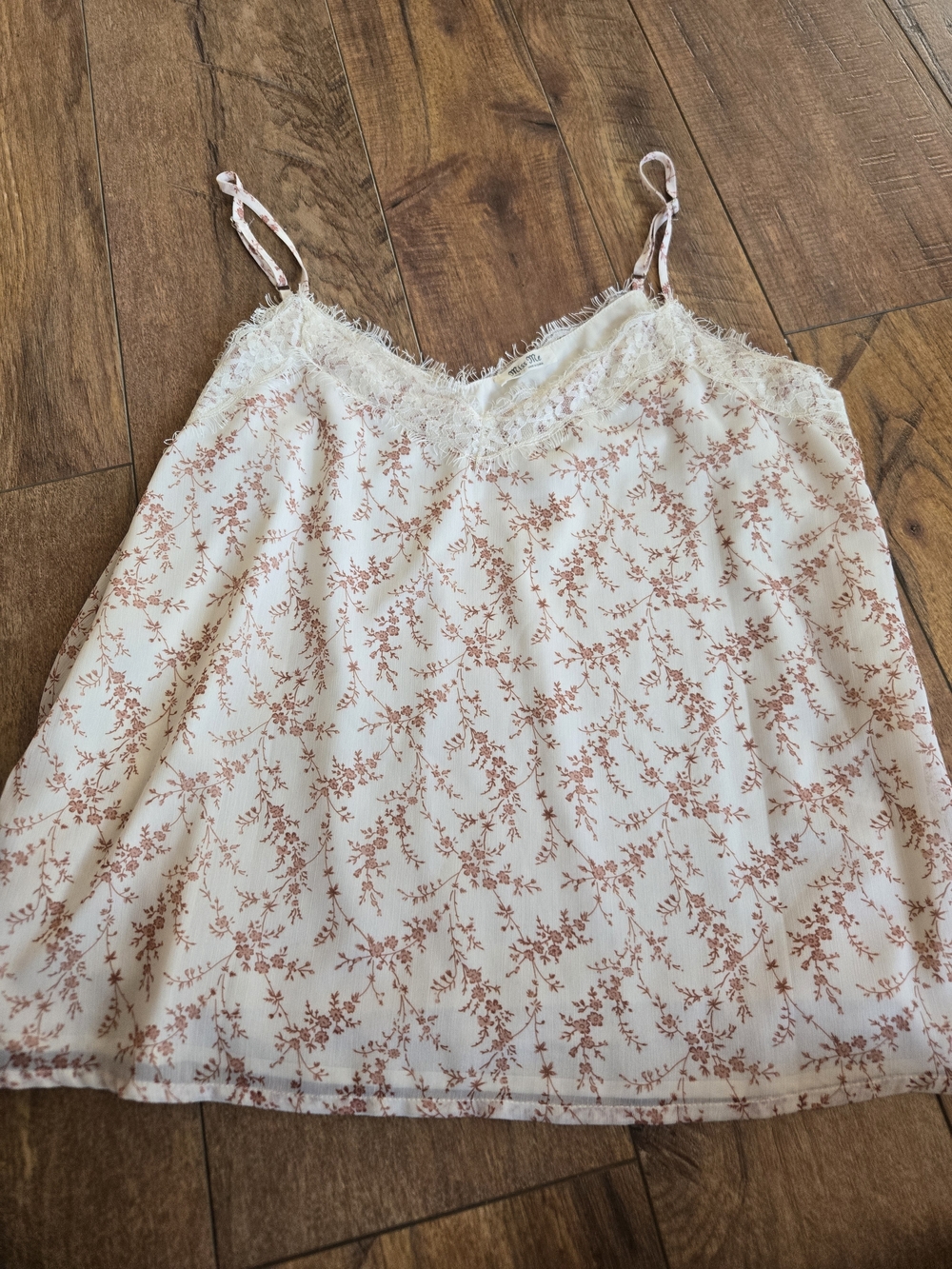 Miss Me Cream Cami with Dusty Rose Floral Print